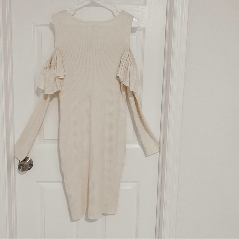 Say What Cold Shoulder Ruffle Knit Dress - Picture 6 of 9